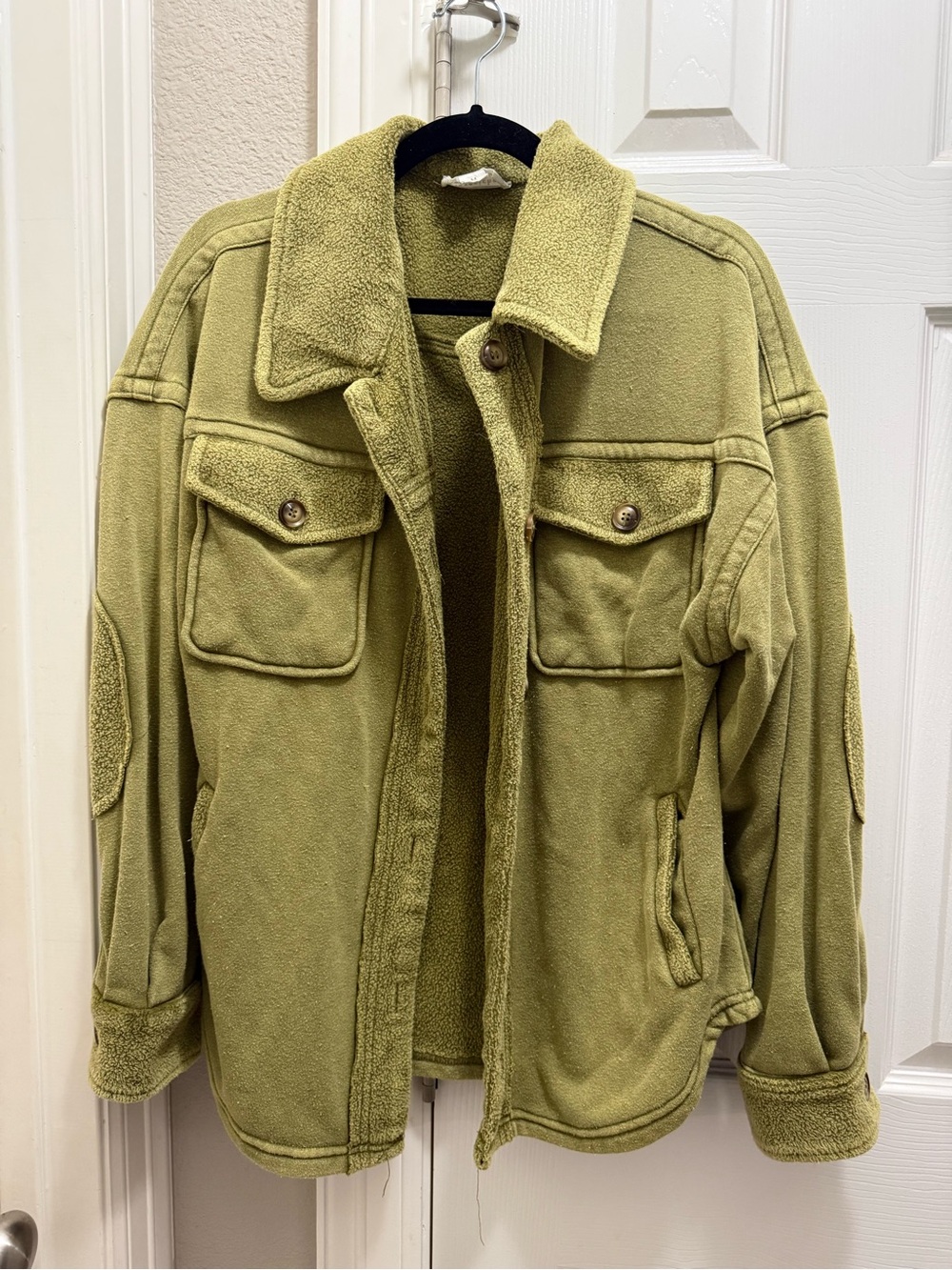 Love Riche Olive Military-Style Fleece Jacket